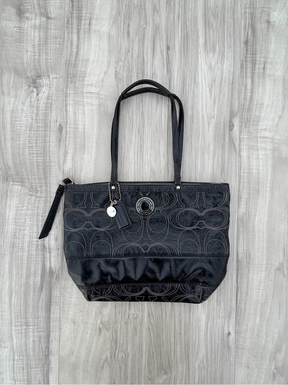 Coach signature embossed tote bag